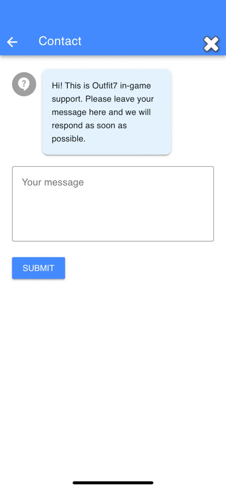 Original support: one message box and a submit button