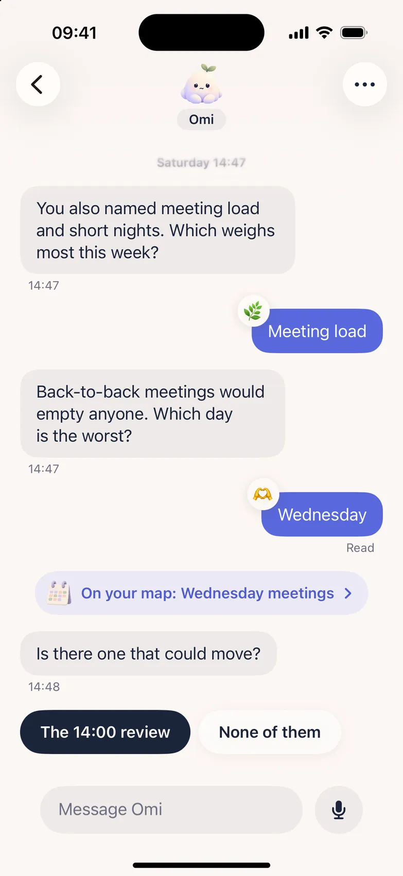 Wednesday meetings added to your map in the middle of a talk