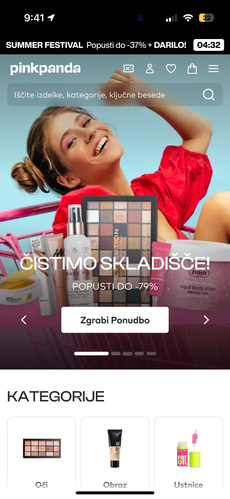 Current Pinkpanda home page on mobile