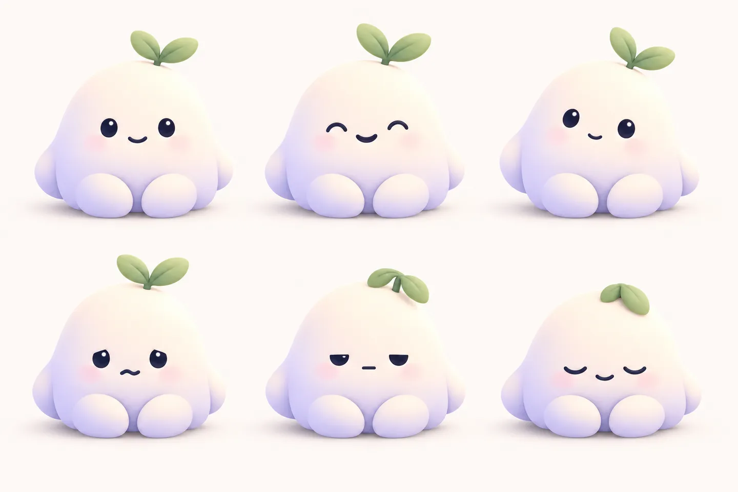 Six faces of Omi, from happy to tired and asleep