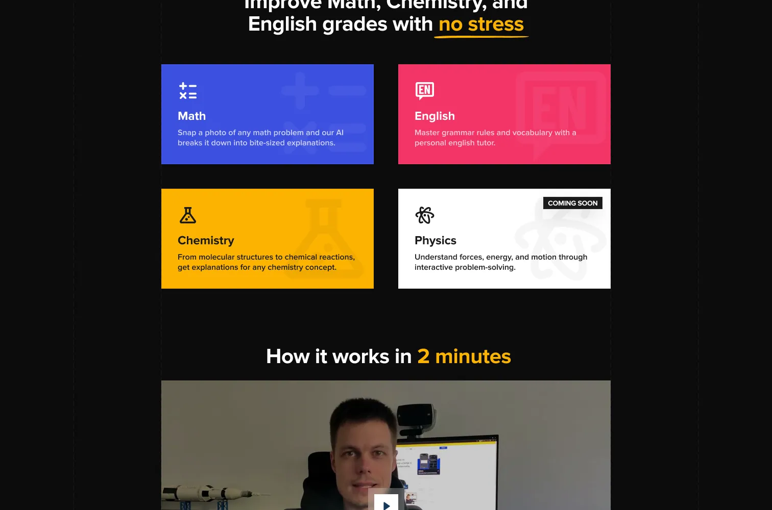 Subjects as coloured cards and the how-it-works video