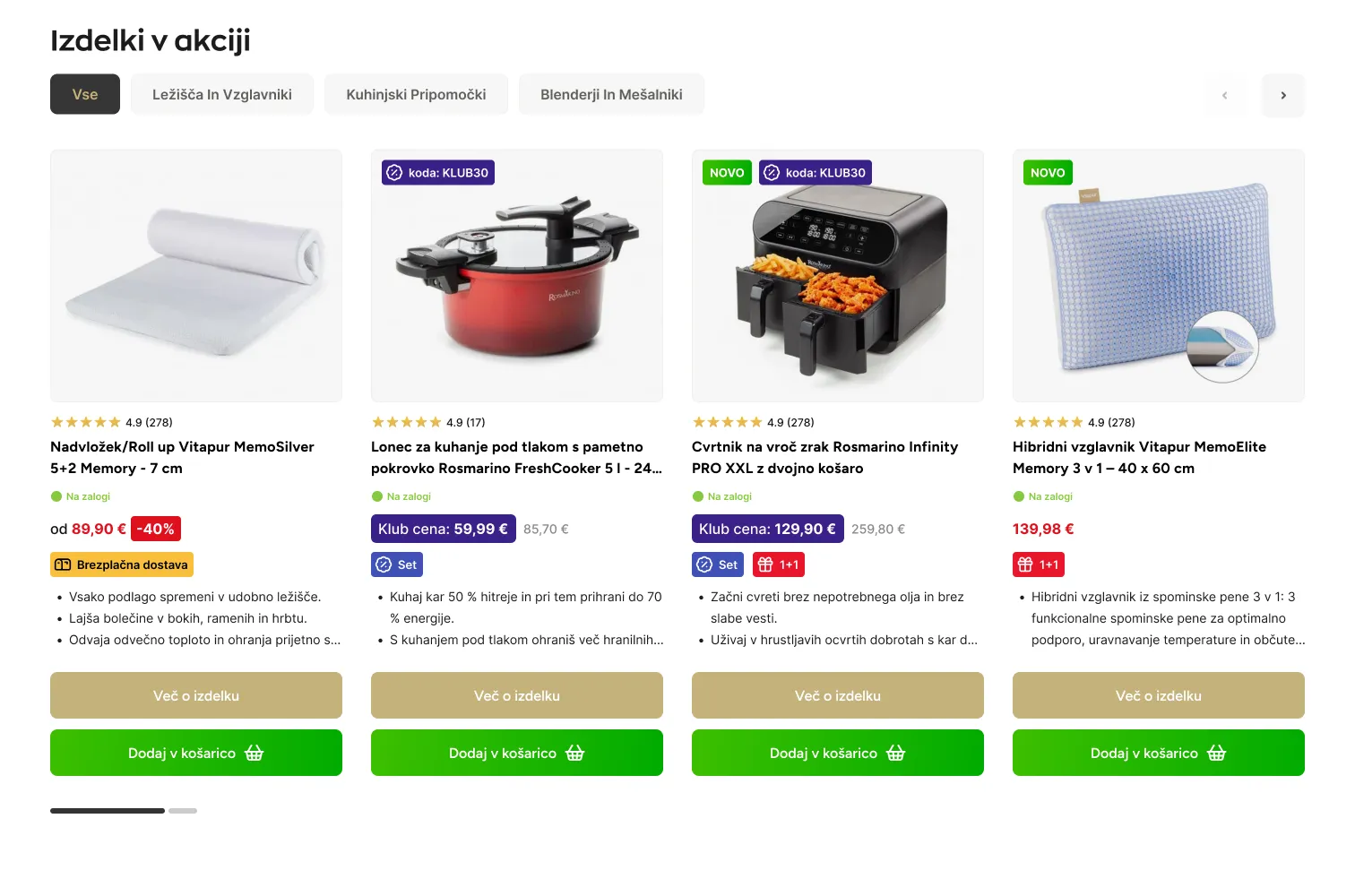 Products on offer with prices and discount badges