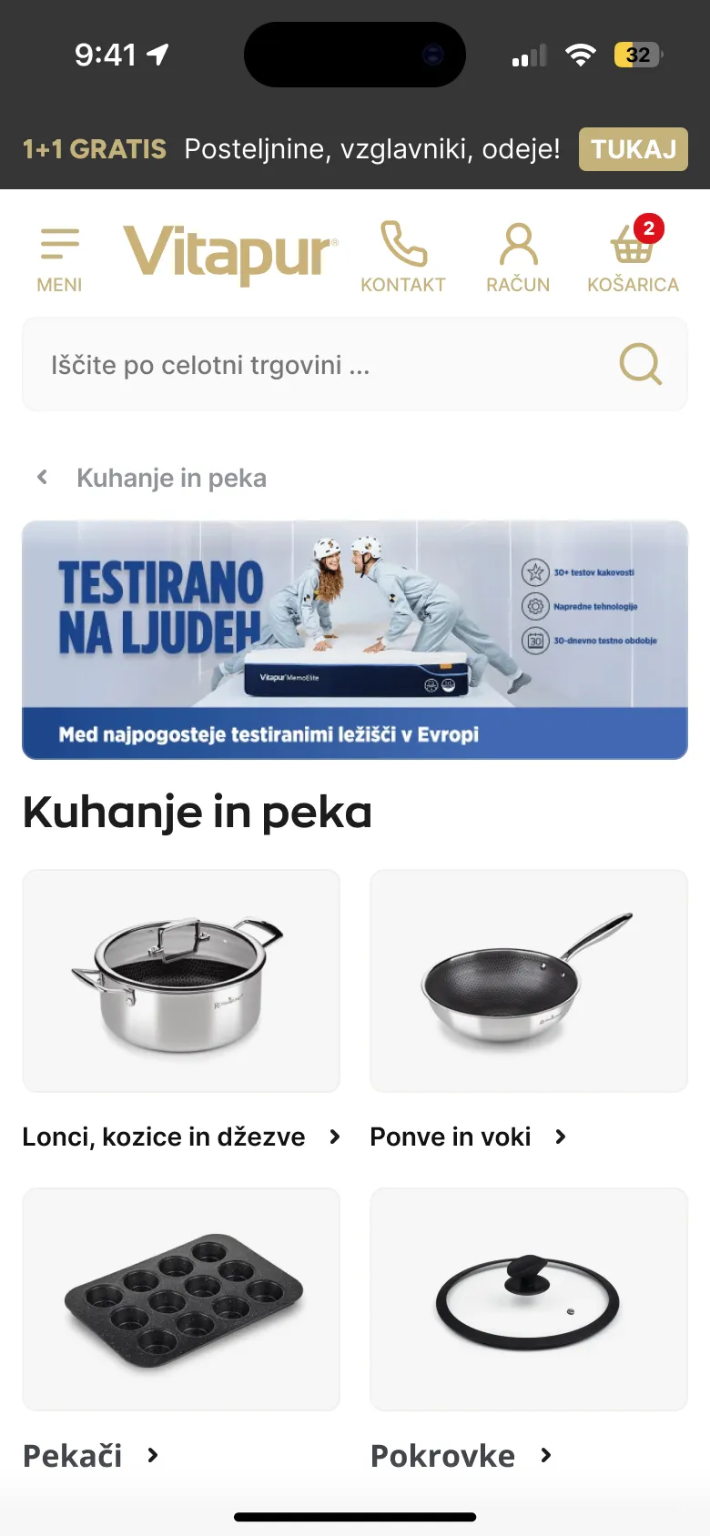 Kitchen category on mobile