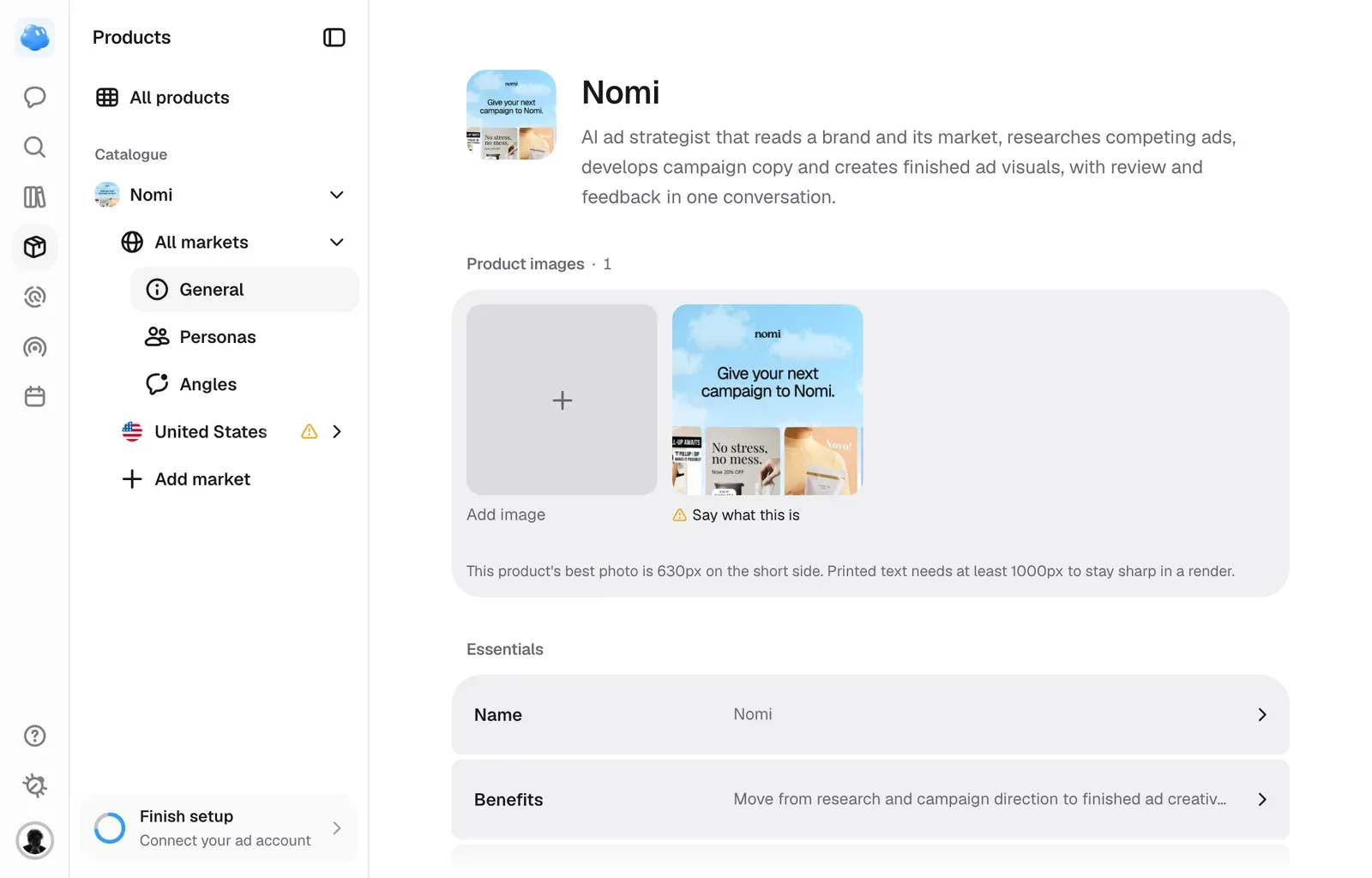 A product with its markets, images and positioning