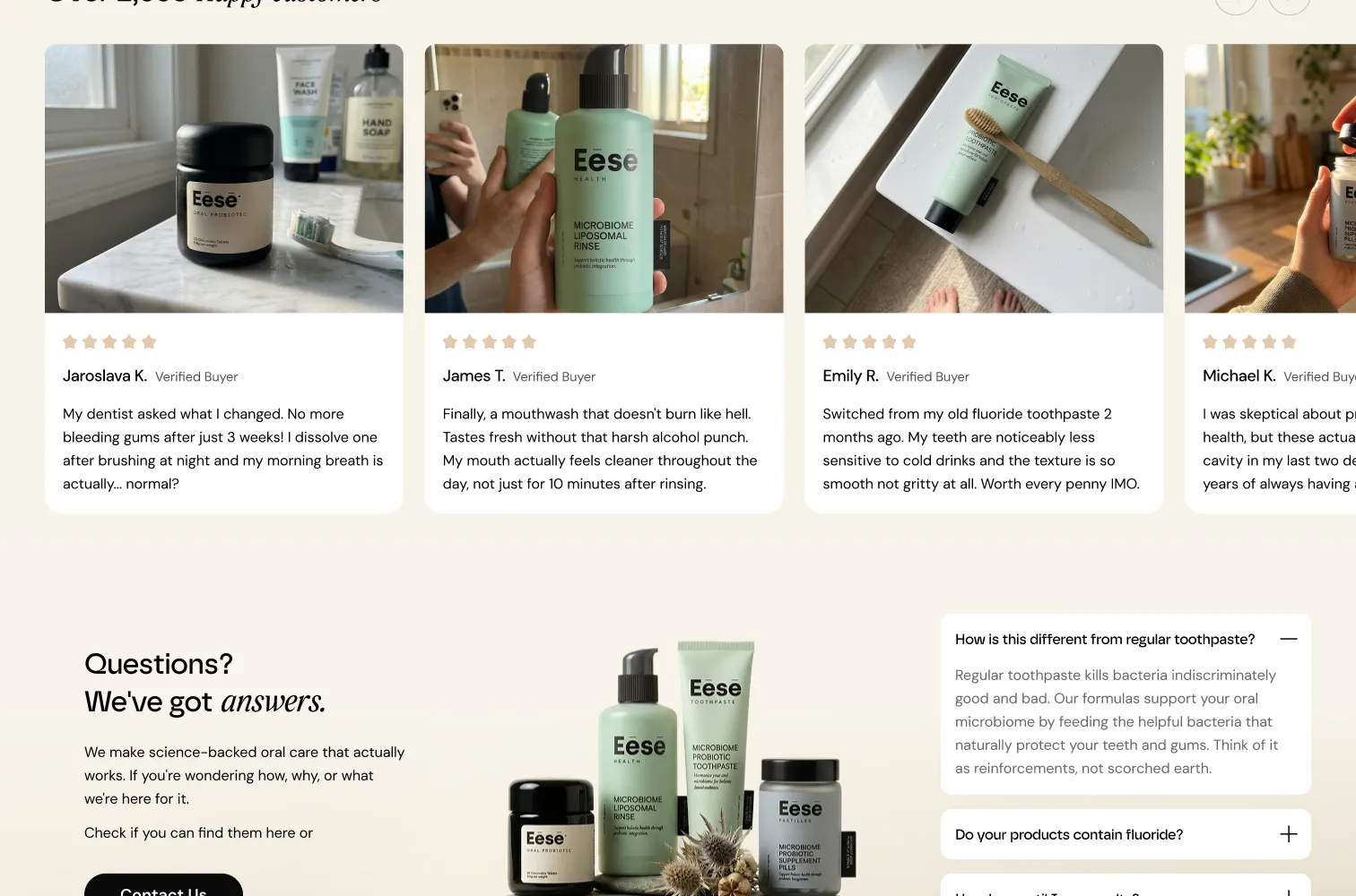 Customer reviews with photos and the FAQ