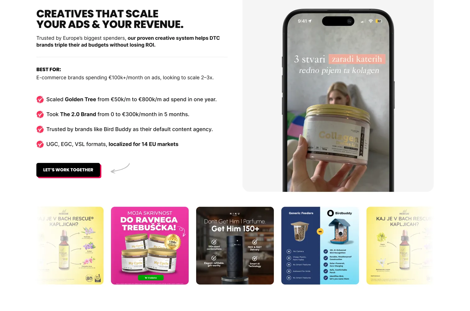 Creatives that scale your ads, with results and a featured video