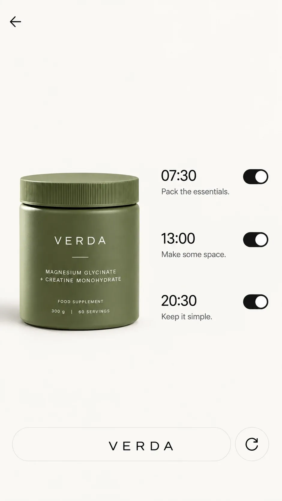 Verda next to three alarm toggles
